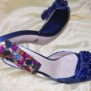 Stunning Jewel-Embellished Blue Heels
